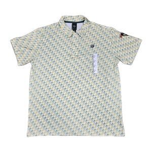 Houston White Golf Polo Shirt Men’s Medium Green Yellow Argyle Tee Holder NWT